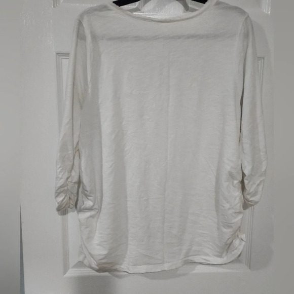 Lane Bryant Cotton Slub White Beaded Neckline 3/4 Sleeve Shirt in Size 18/20 2X - Picture 9 of 11